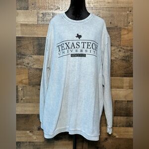 Pressbox Texas Tech University TTU Gray Waffle Sweatshirt Long Sleeve Red Raider